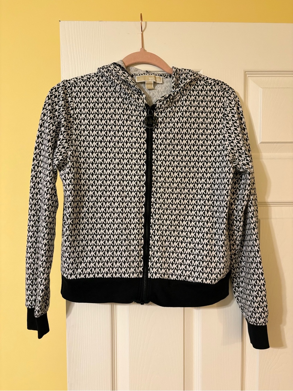 Michael Kors Black & White MK Logo Bomber Jacket